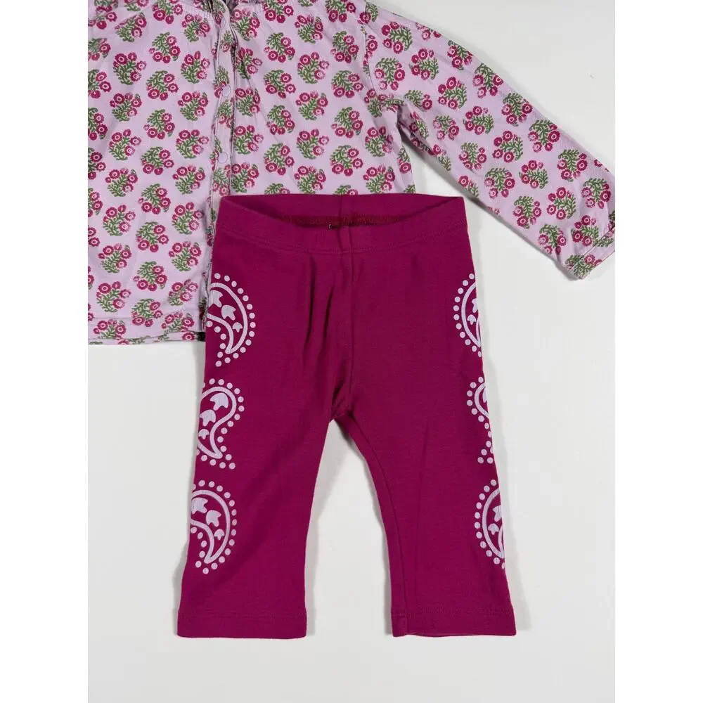 Tea Collection Floral Hooded Button-Up Top & Paisley Pants Size 18–24 Months